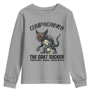 Chupacabra Youth Sweatshirt The Goat Sucker Vintage Horror Cryptid Gift TS12 Sport Gray Print Your Wear