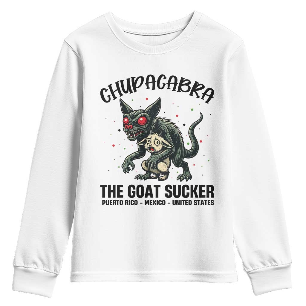 Chupacabra Youth Sweatshirt The Goat Sucker Vintage Horror Cryptid Gift TS12 White Print Your Wear