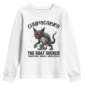 Chupacabra Youth Sweatshirt The Goat Sucker Vintage Horror Cryptid Gift TS12 White Print Your Wear