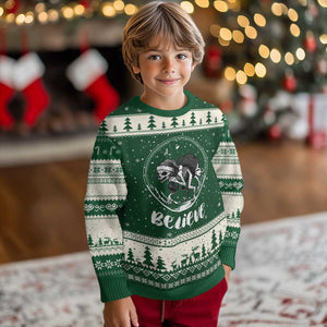 Chupacabra Ugly Christmas Sweater Funny Believe Christmas Cryptid Gift TS12 Forest Green Beige Print Your Wear