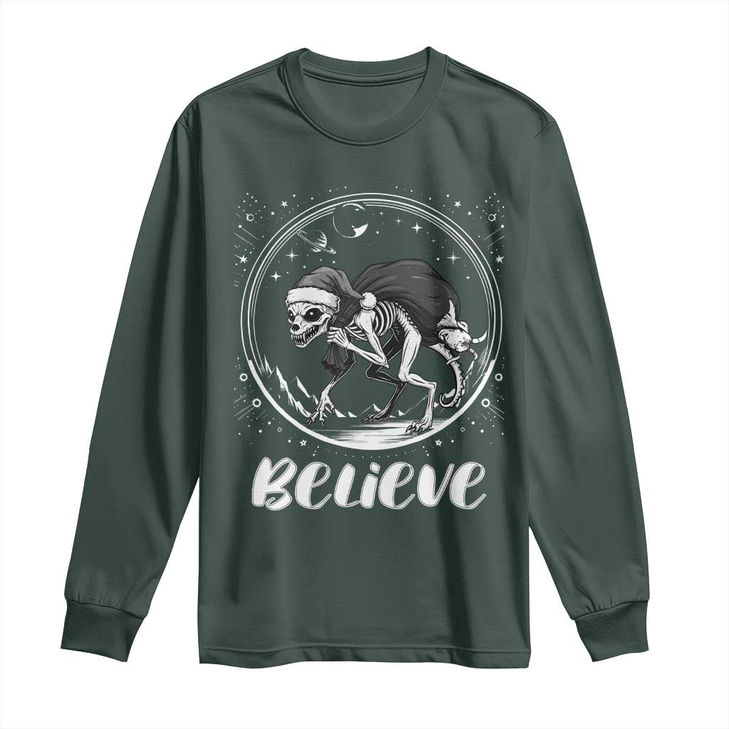 Chupacabra Long Sleeve Shirt Funny Believe Christmas Cryptid Gift TS12 Dark Forest Green Print Your Wear