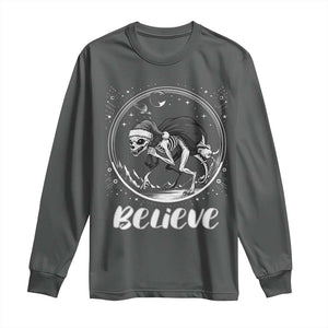 Chupacabra Long Sleeve Shirt Funny Believe Christmas Cryptid Gift TS12 Dark Heather Print Your Wear