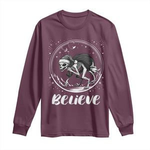 Chupacabra Long Sleeve Shirt Funny Believe Christmas Cryptid Gift TS12 Maroon Print Your Wear