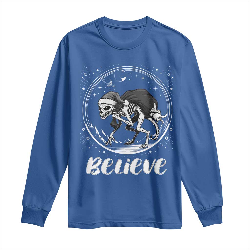 Chupacabra Long Sleeve Shirt Funny Believe Christmas Cryptid Gift TS12 Royal Blue Print Your Wear