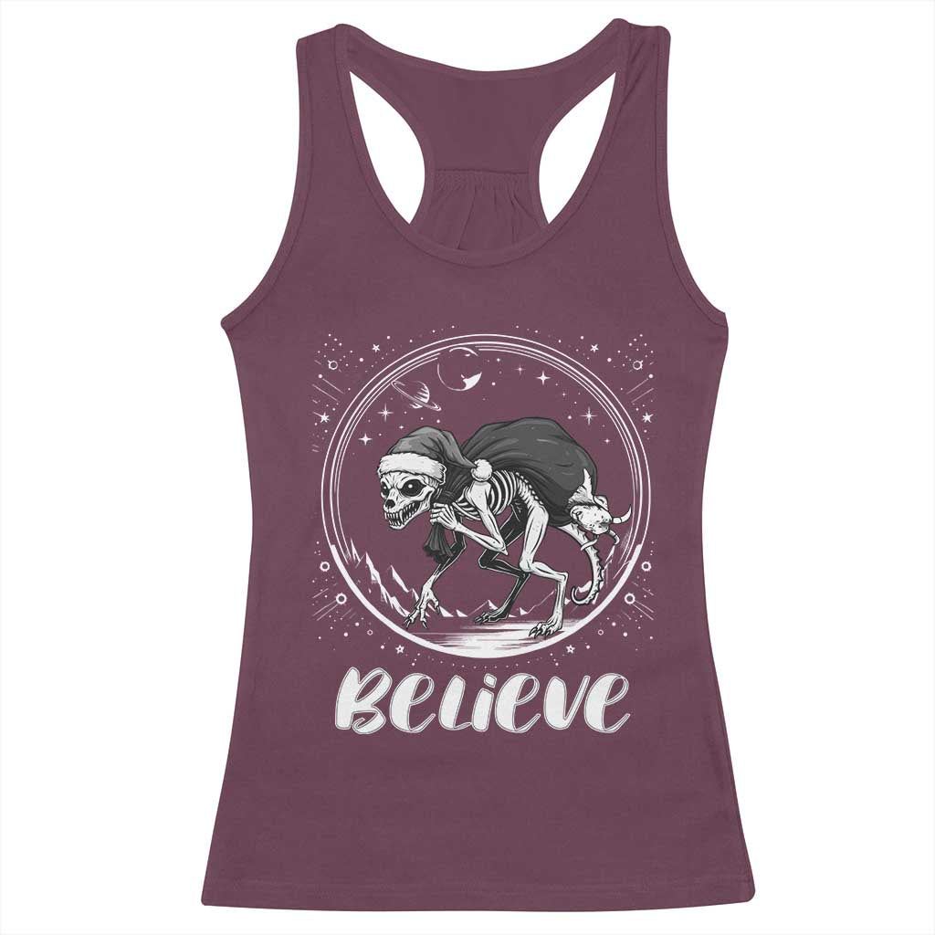 Chupacabra Racerback Tank Top Funny Believe Christmas Cryptid Gift TS12 Maroon Print Your Wear