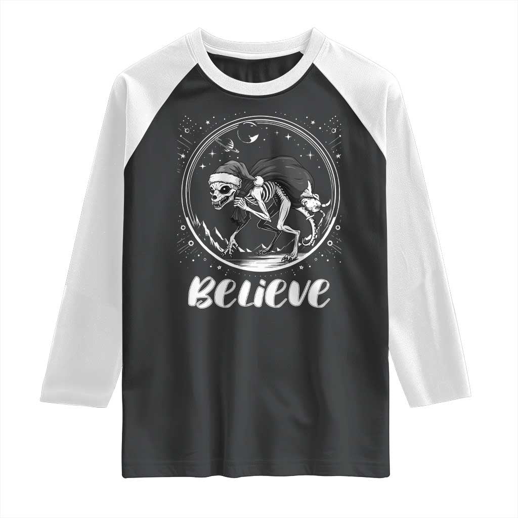 Chupacabra Raglan Shirt Funny Believe Christmas Cryptid Gift TS12 Black White Print Your Wear