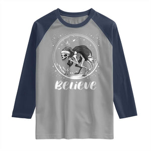 Chupacabra Raglan Shirt Funny Believe Christmas Cryptid Gift TS12 Sport Gray Navy Print Your Wear