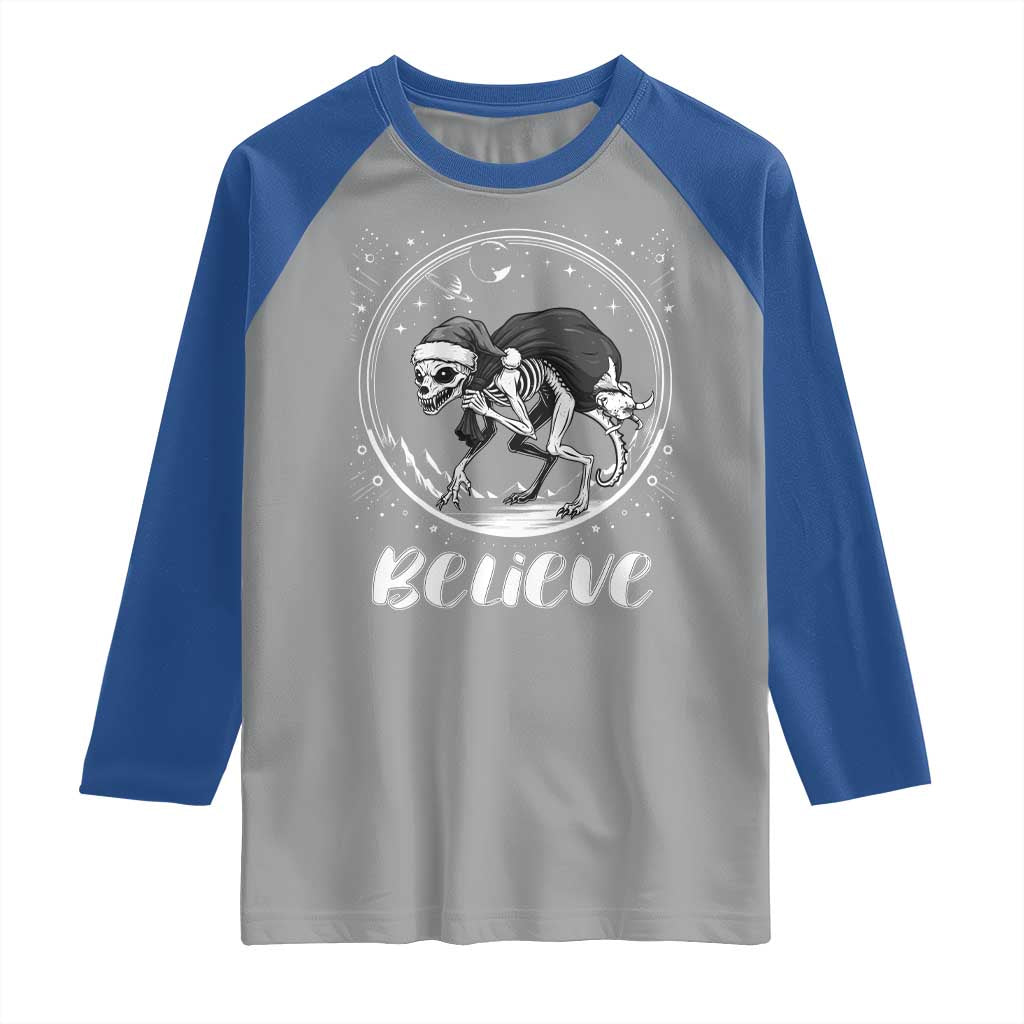 Chupacabra Raglan Shirt Funny Believe Christmas Cryptid Gift TS12 Sport Gray Royal Print Your Wear