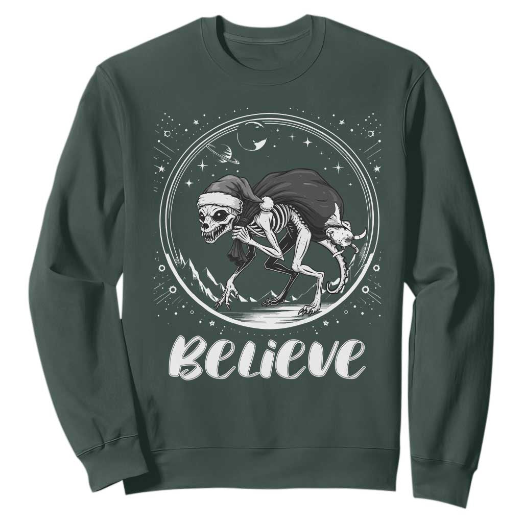 Chupacabra Sweatshirt Funny Believe Christmas Cryptid Gift TS12 Dark Forest Green Print Your Wear