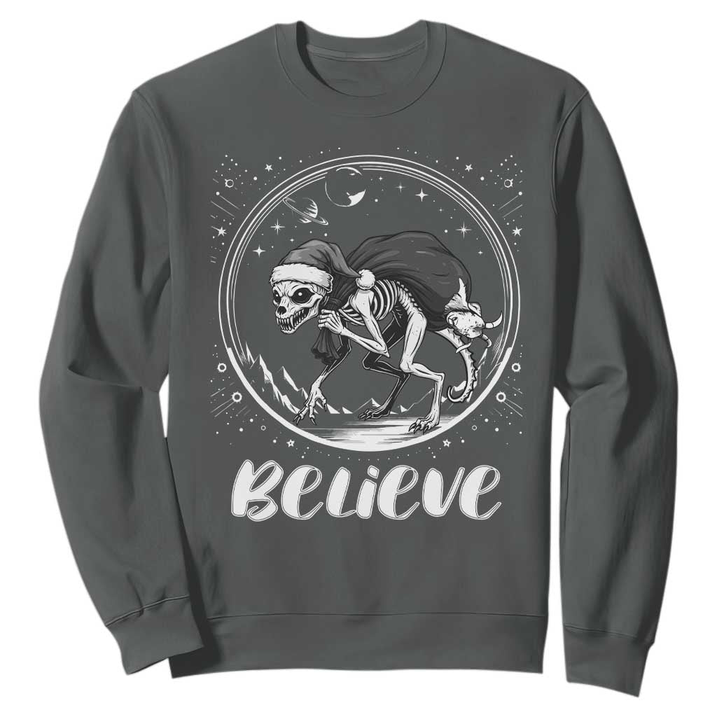 Chupacabra Sweatshirt Funny Believe Christmas Cryptid Gift TS12 Dark Heather Print Your Wear