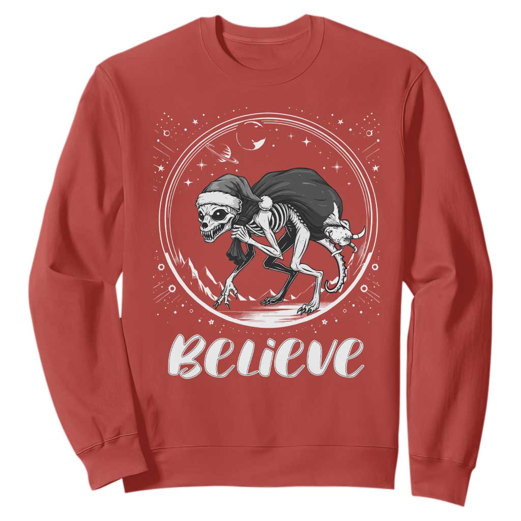 Chupacabra Sweatshirt Funny Believe Christmas Cryptid Gift TS12 Red Print Your Wear