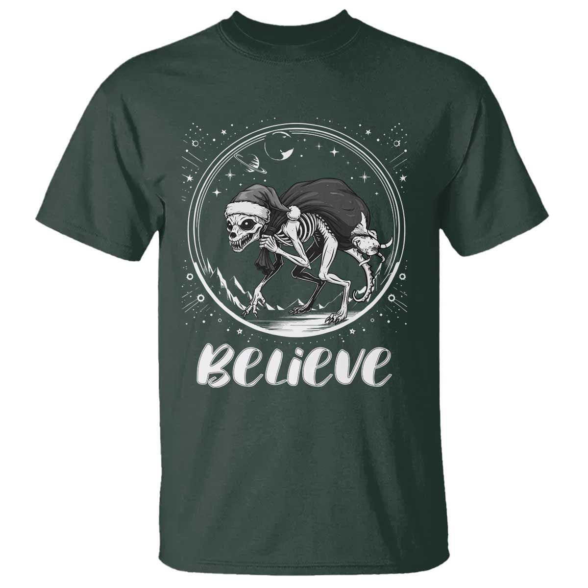 Chupacabra T Shirt Funny Believe Christmas Cryptid Gift TS12 Dark Forest Green Print Your Wear