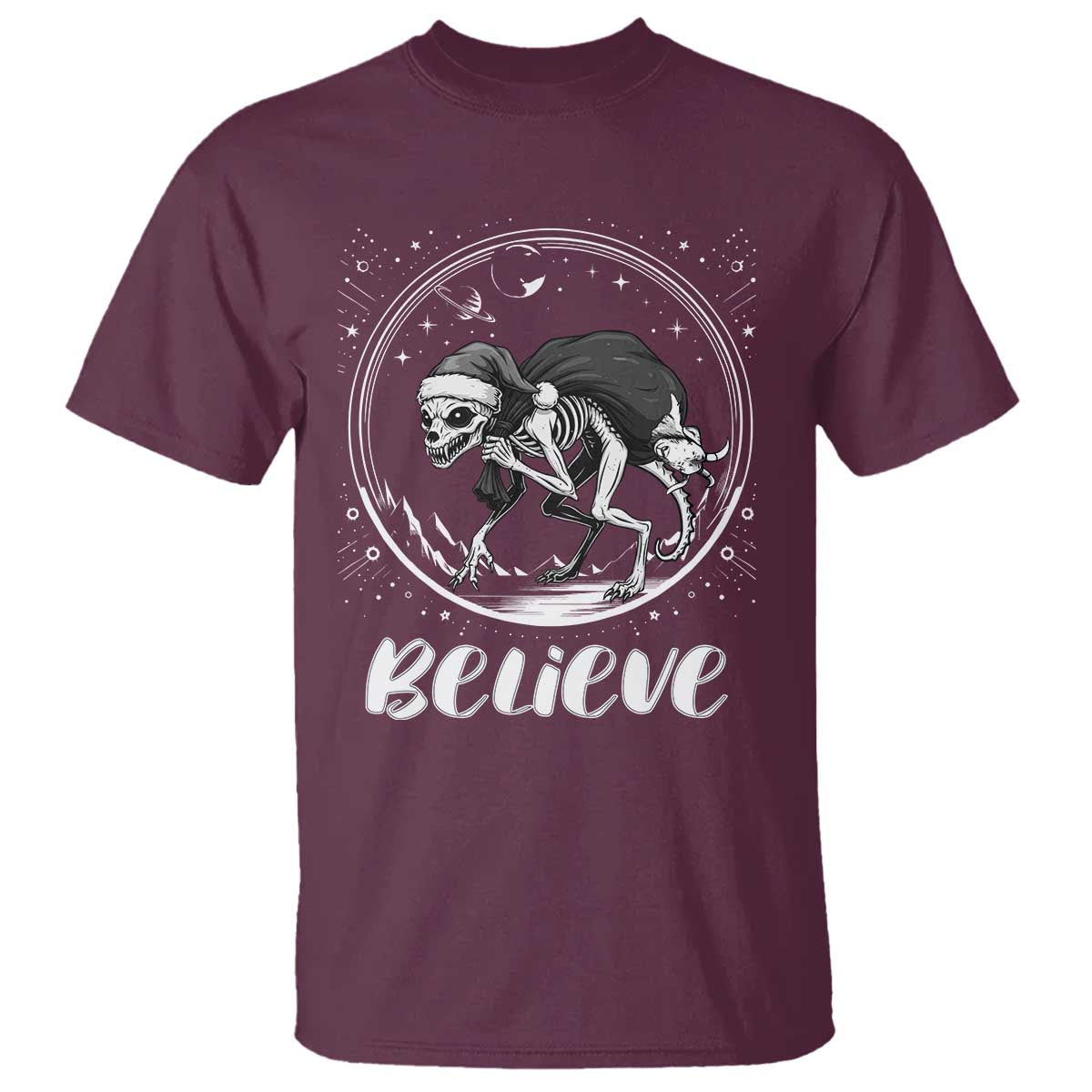 Chupacabra T Shirt Funny Believe Christmas Cryptid Gift TS12 Maroon Print Your Wear