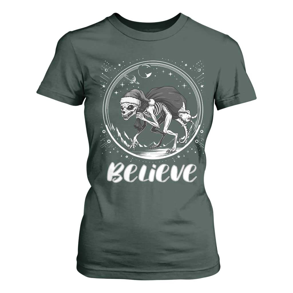 Chupacabra T Shirt For Women Funny Believe Christmas Cryptid Gift TS12 Dark Forest Green Print Your Wear