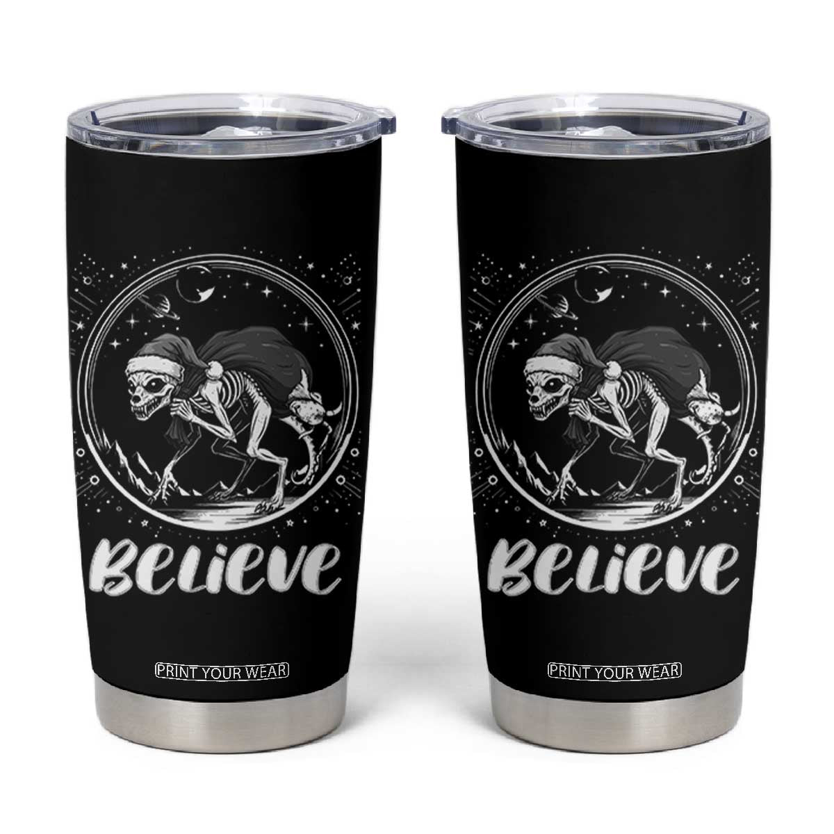 Chupacabra Tumbler Cup Funny Believe Christmas Cryptid Gift TS12 Black Print Your Wear