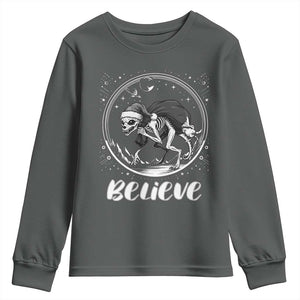 Chupacabra Youth Sweatshirt Funny Believe Christmas Cryptid Gift TS12 Dark Heather Print Your Wear