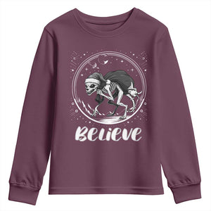 Chupacabra Youth Sweatshirt Funny Believe Christmas Cryptid Gift TS12 Maroon Print Your Wear