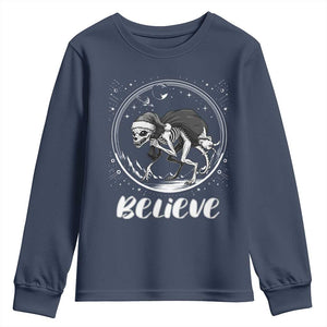 Chupacabra Youth Sweatshirt Funny Believe Christmas Cryptid Gift TS12 Navy Print Your Wear
