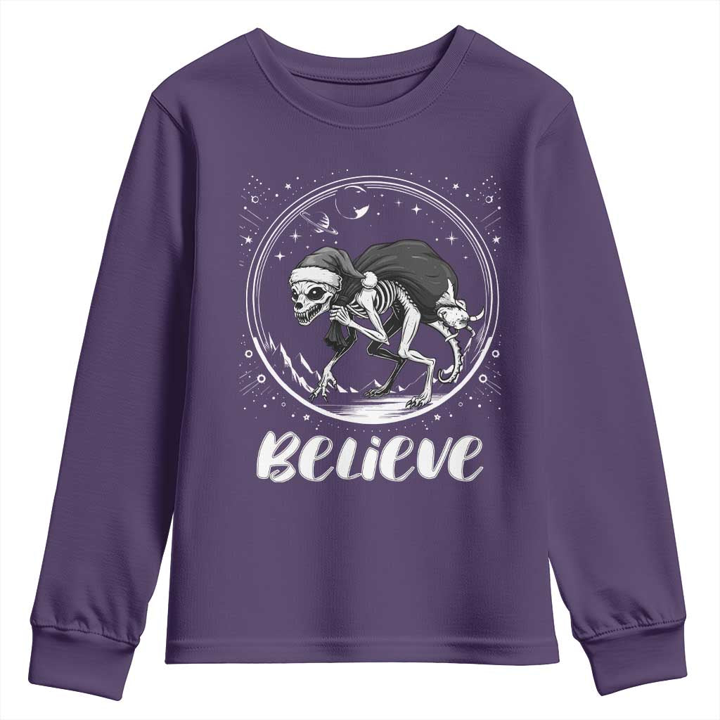 Chupacabra Youth Sweatshirt Funny Believe Christmas Cryptid Gift TS12 Purple Print Your Wear