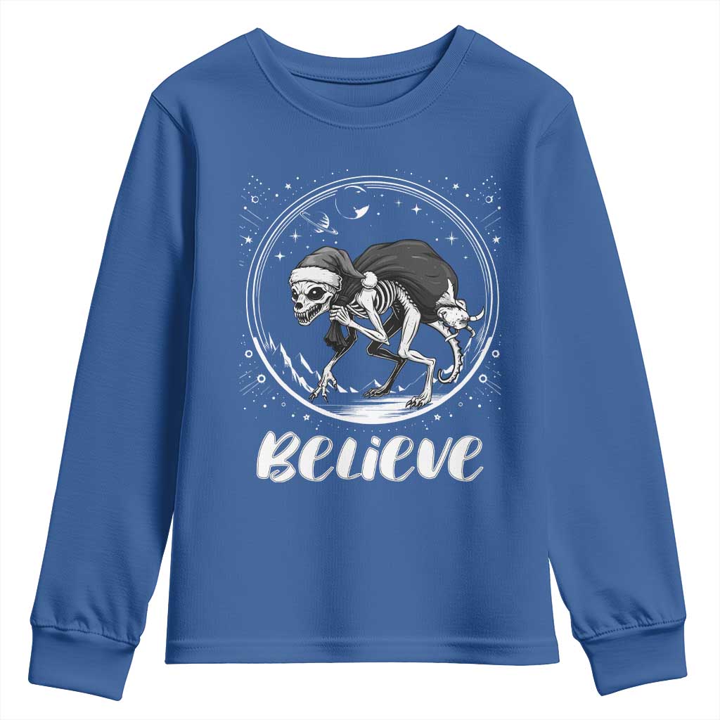 Chupacabra Youth Sweatshirt Funny Believe Christmas Cryptid Gift TS12 Royal Blue Print Your Wear