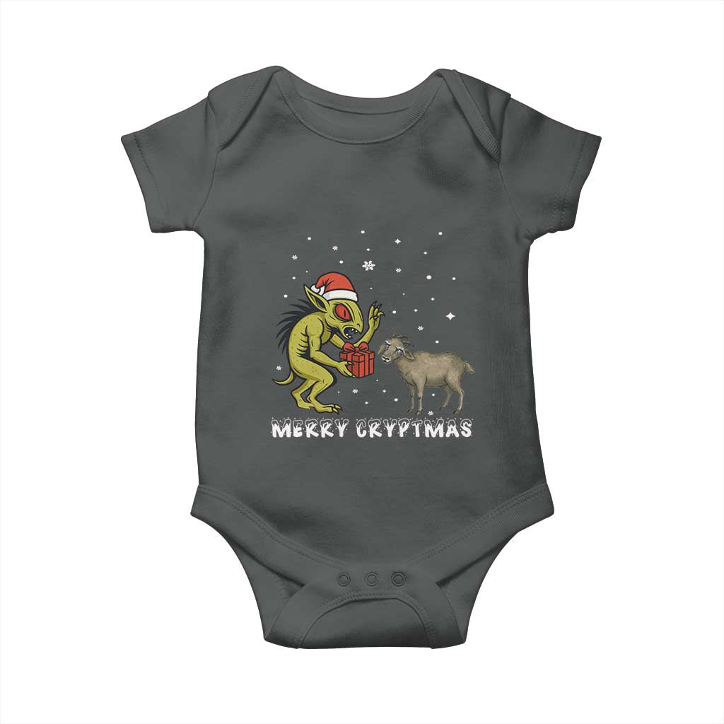 Funny Chupacabra Baby Onesie Merry Cryptmas Christmas Gift TS12 Dark Heather Print Your Wear