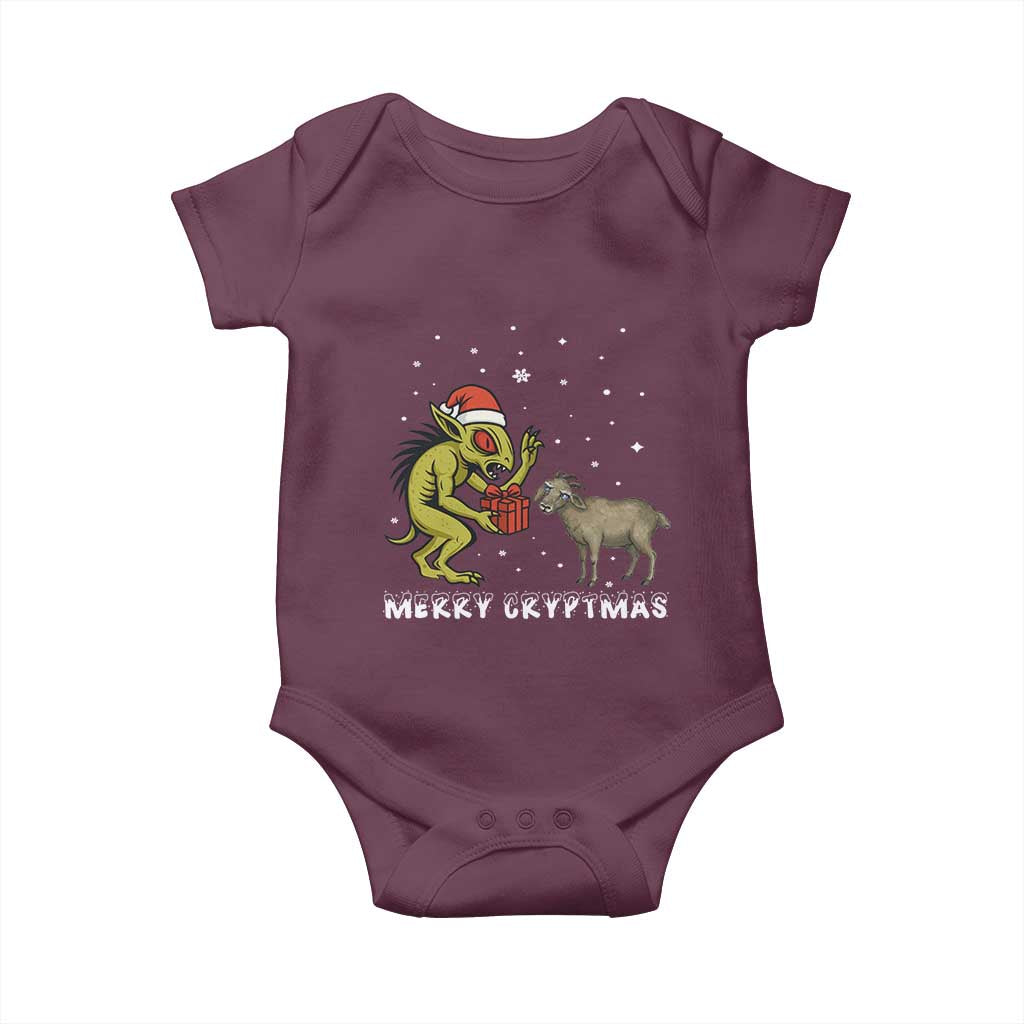 Funny Chupacabra Baby Onesie Merry Cryptmas Christmas Gift TS12 Maroon Print Your Wear