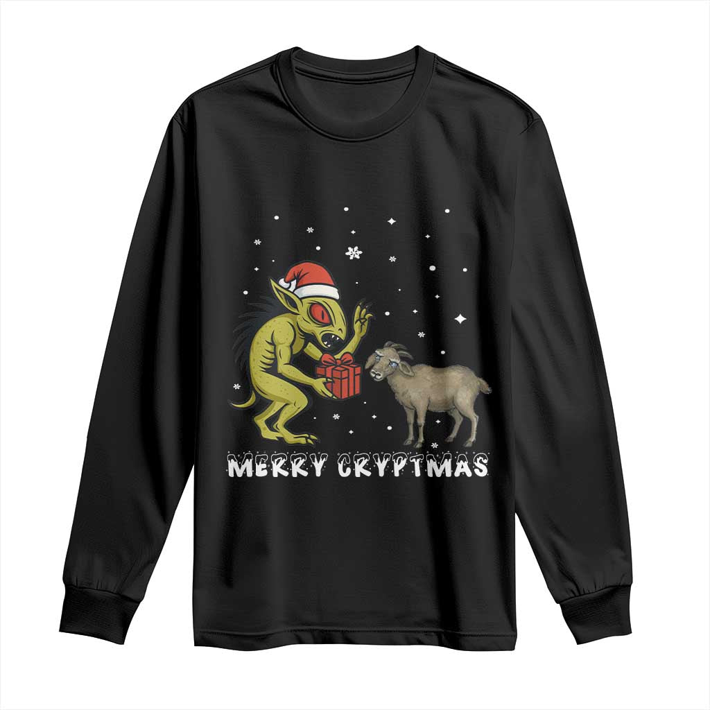 Funny Chupacabra Long Sleeve Shirt Merry Cryptmas Christmas Gift TS12 Black Print Your Wear
