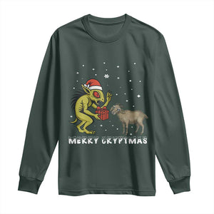 Funny Chupacabra Long Sleeve Shirt Merry Cryptmas Christmas Gift TS12 Dark Forest Green Print Your Wear
