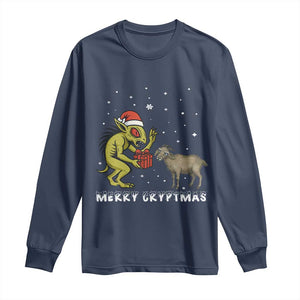 Funny Chupacabra Long Sleeve Shirt Merry Cryptmas Christmas Gift TS12 Navy Print Your Wear