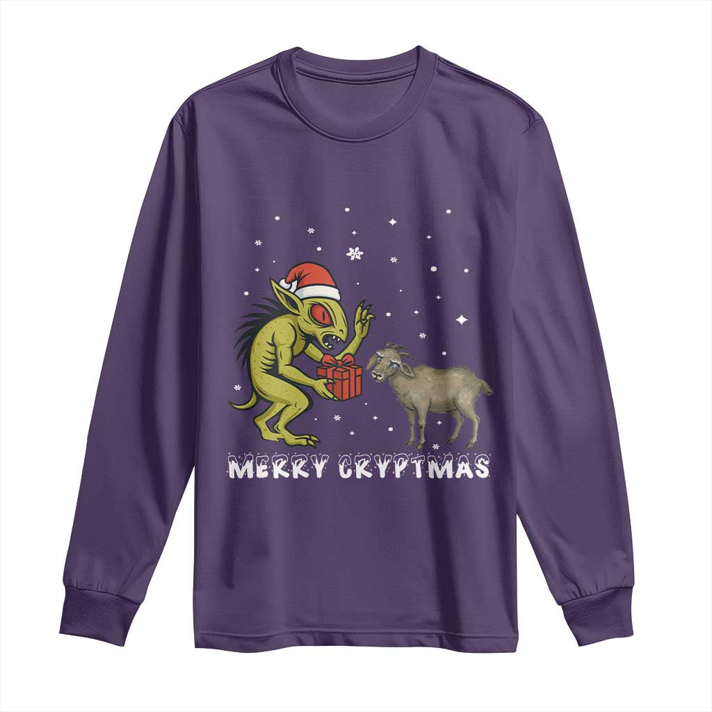 Funny Chupacabra Long Sleeve Shirt Merry Cryptmas Christmas Gift TS12 Purple Print Your Wear