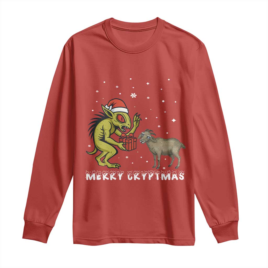 Funny Chupacabra Long Sleeve Shirt Merry Cryptmas Christmas Gift TS12 Red Print Your Wear