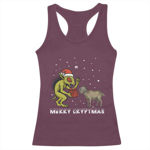 Funny Chupacabra Racerback Tank Top Merry Cryptmas Christmas Gift TS12 Maroon Print Your Wear