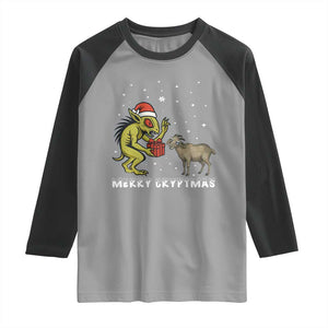 Funny Chupacabra Raglan Shirt Merry Cryptmas Christmas Gift TS12 Sport Gray Black Print Your Wear