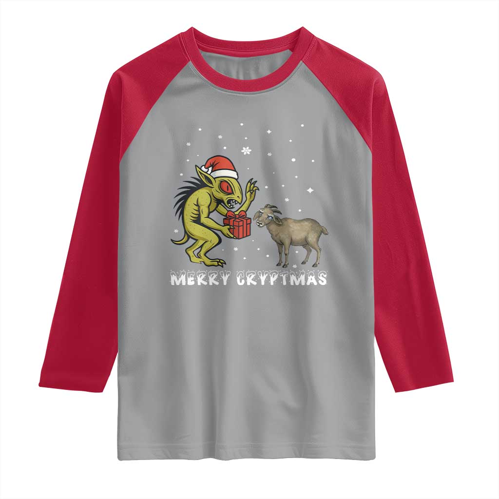 Funny Chupacabra Raglan Shirt Merry Cryptmas Christmas Gift TS12 Sport Gray Red Print Your Wear