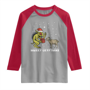 Funny Chupacabra Raglan Shirt Merry Cryptmas Christmas Gift TS12 Sport Gray Red Print Your Wear