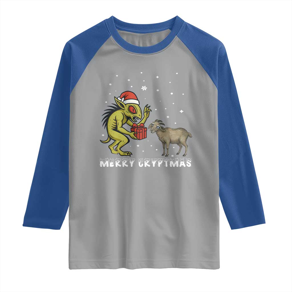 Funny Chupacabra Raglan Shirt Merry Cryptmas Christmas Gift TS12 Sport Gray Royal Print Your Wear