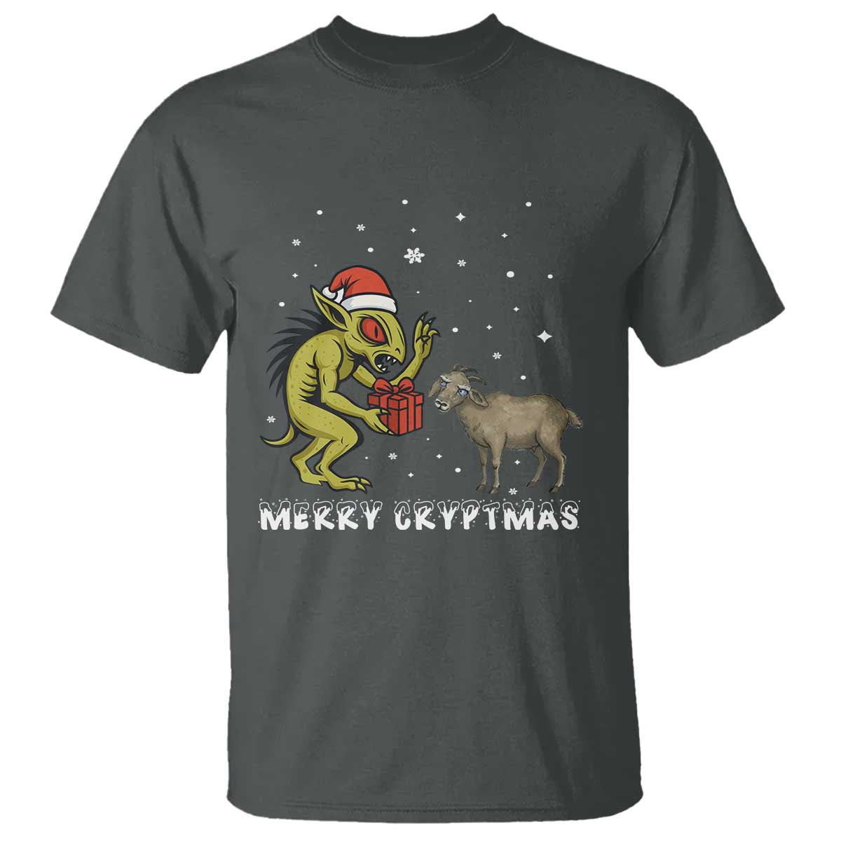 Funny Chupacabra T Shirt Merry Cryptmas Christmas Gift TS12 Dark Heather Print Your Wear