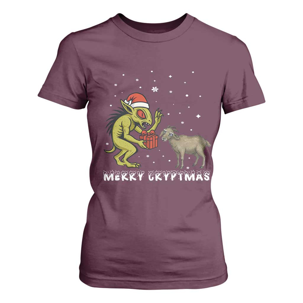 Funny Chupacabra T Shirt For Women Merry Cryptmas Christmas Gift TS12 Maroon Print Your Wear