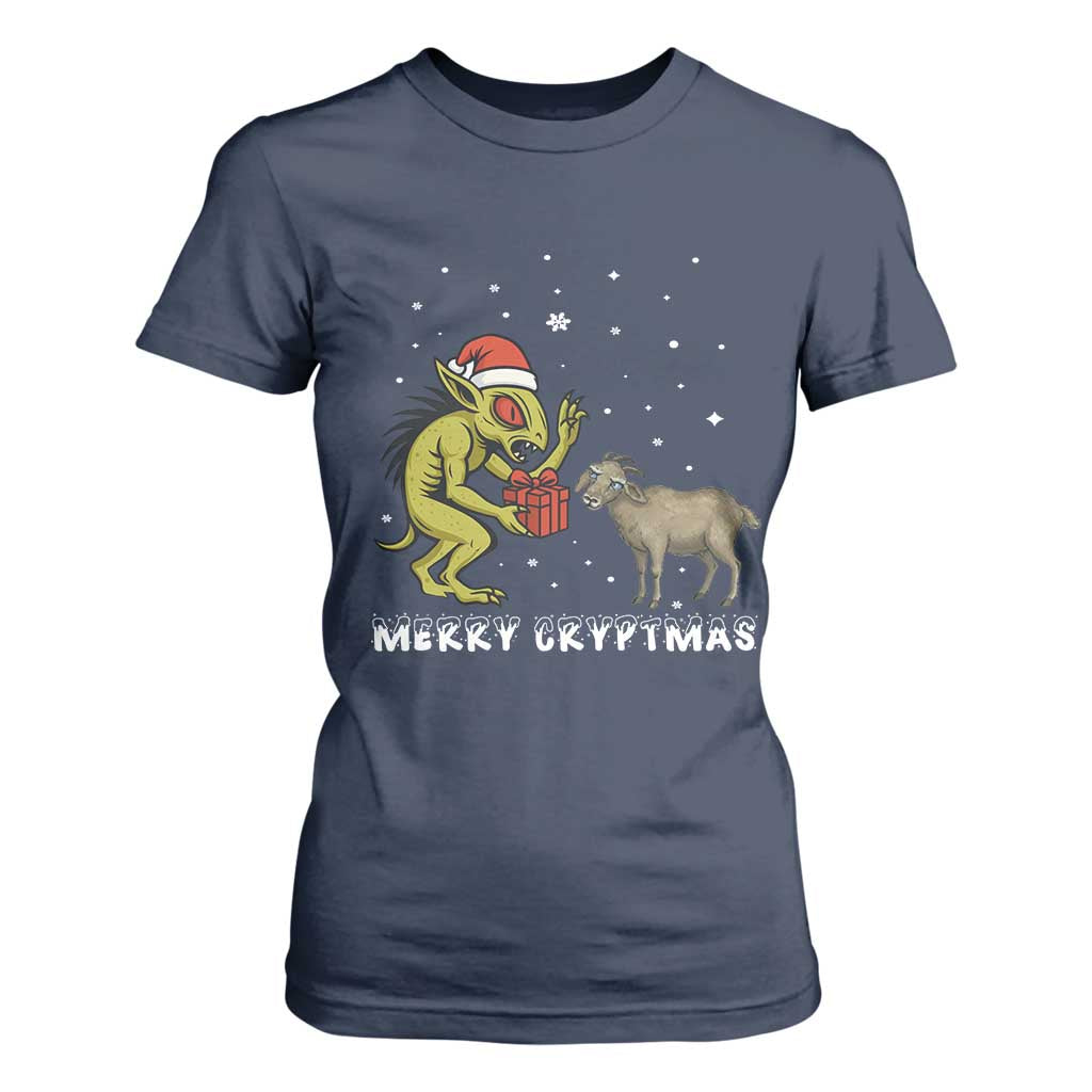 Funny Chupacabra T Shirt For Women Merry Cryptmas Christmas Gift TS12 Navy Print Your Wear