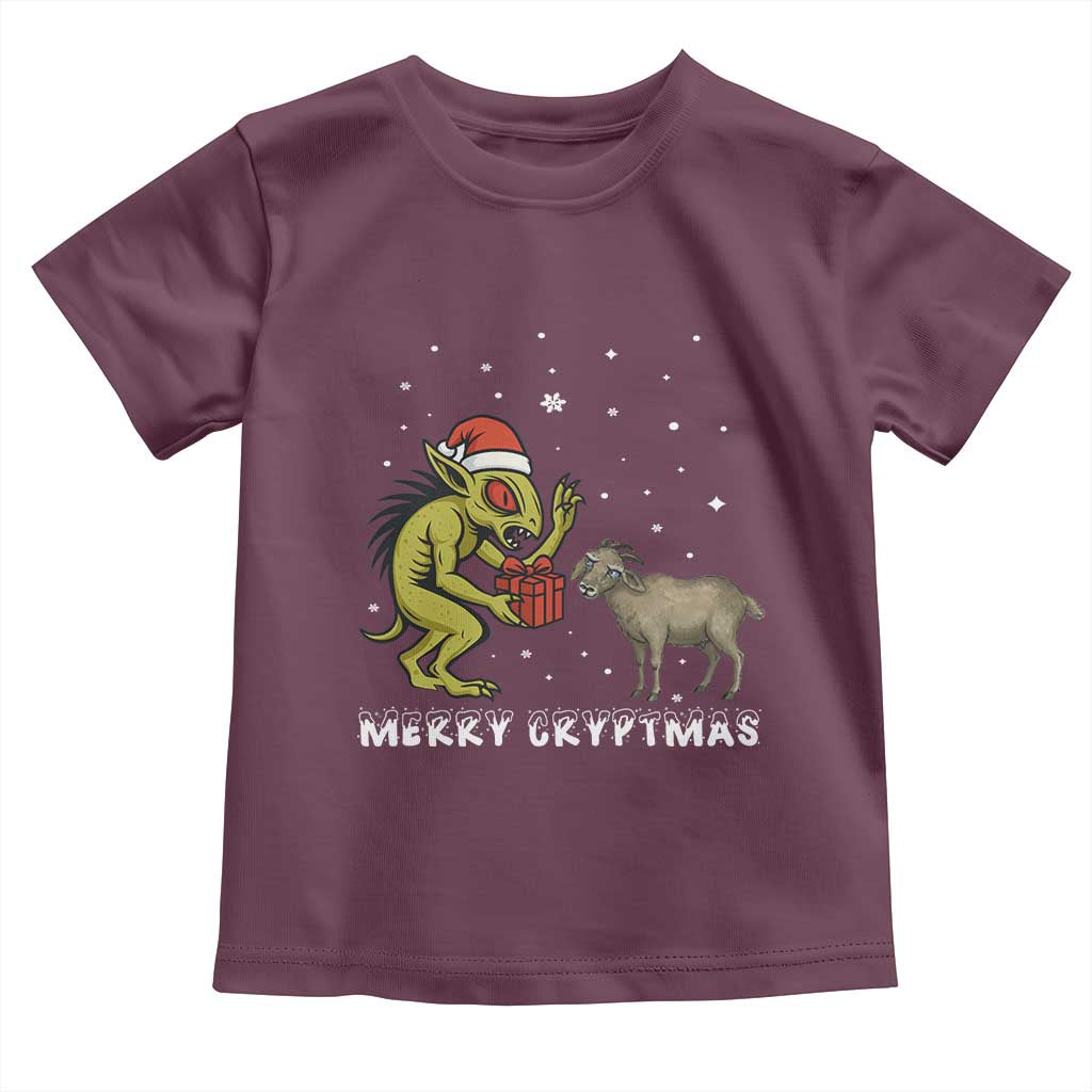 Funny Chupacabra Toddler T Shirt Merry Cryptmas Christmas Gift TS12 Maroon Print Your Wear