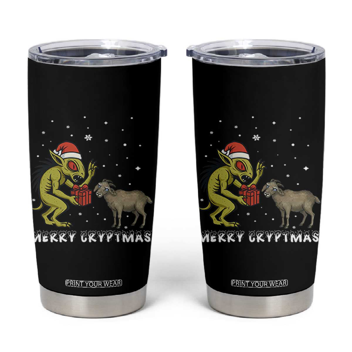 Funny Chupacabra Tumbler Cup Merry Cryptmas Christmas Gift TS12 Black Print Your Wear