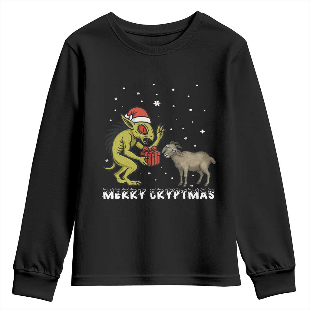 Funny Chupacabra Youth Sweatshirt Merry Cryptmas Christmas Gift TS12 Black Print Your Wear