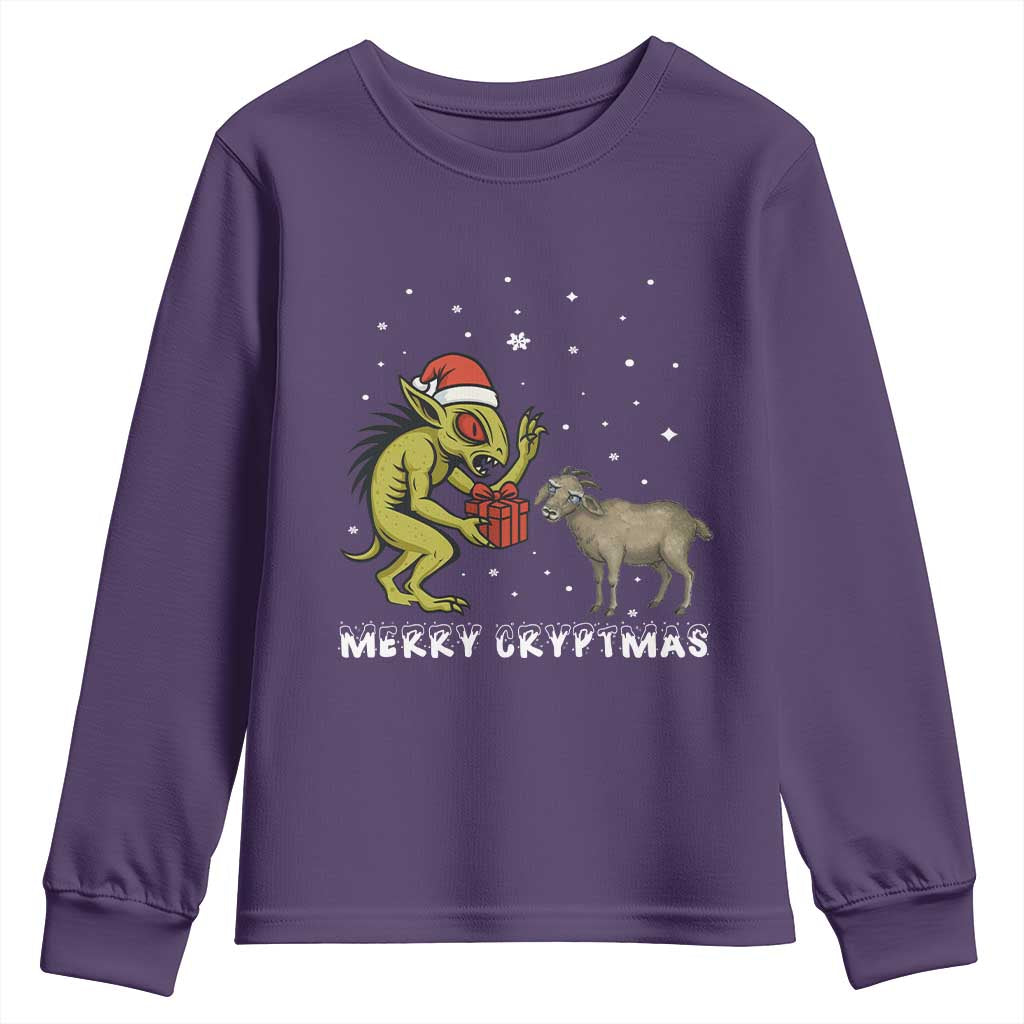 Funny Chupacabra Youth Sweatshirt Merry Cryptmas Christmas Gift TS12 Purple Print Your Wear