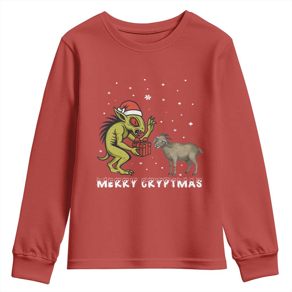 Funny Chupacabra Youth Sweatshirt Merry Cryptmas Christmas Gift TS12 Red Print Your Wear