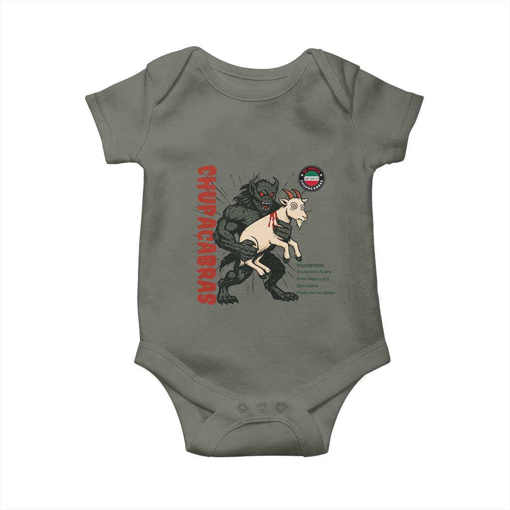 Chupacabra Baby Onesie Vintage Horror Cryptid Gift TS12 Military Green Print Your Wear