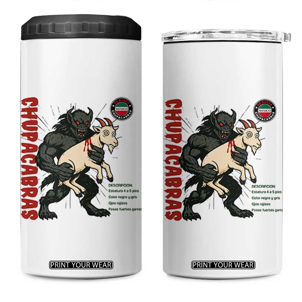 Chupacabra 4 in 1 Can Cooler Tumbler Vintage Horror Cryptid Gift TS12 One Size: 16 oz White Print Your Wear