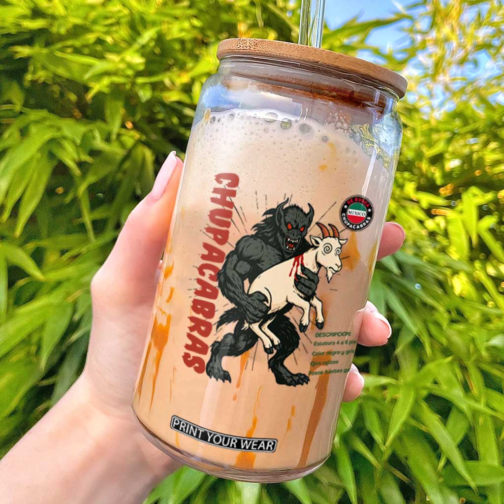 Chupacabra Glass Can Vintage Horror Cryptid Gift TS12 White Print Your Wear