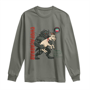 Chupacabra Long Sleeve Shirt Vintage Horror Cryptid Gift TS12 Military Green Print Your Wear