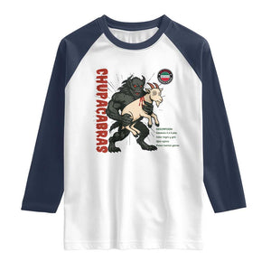 Chupacabra Raglan Shirt Vintage Horror Cryptid Gift TS12 White Navy Print Your Wear
