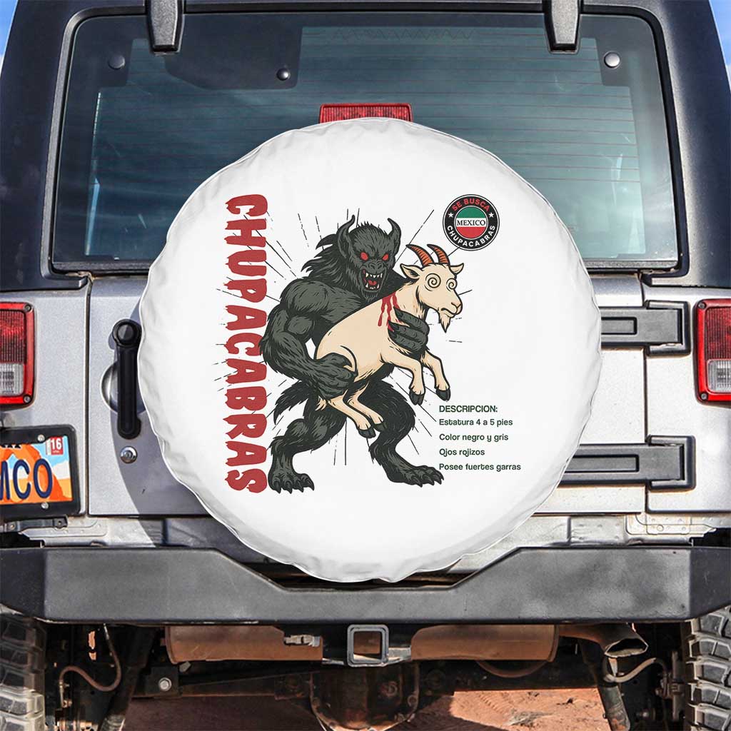 Chupacabra Spare Tire Cover Vintage Horror Cryptid Gift TS12 No hole White Print Your Wear